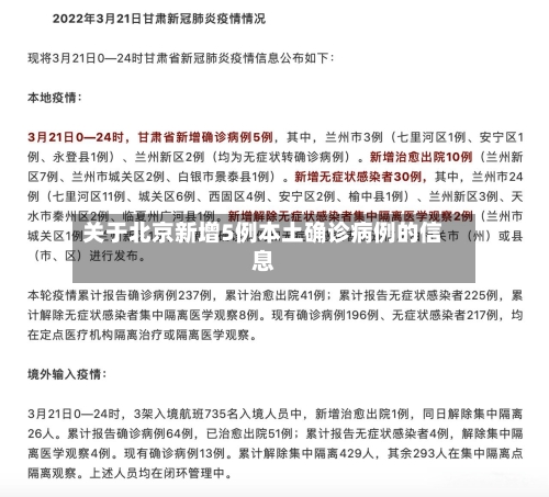 关于北京新增5例本土确诊病例的信息