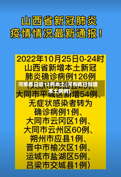 河南昨日增12例本土(河南昨日新增本土病例)