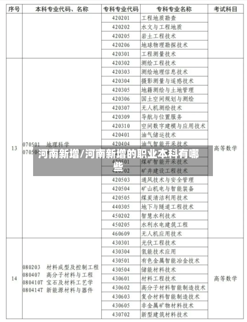河南新增/河南新增的职业本科有哪些