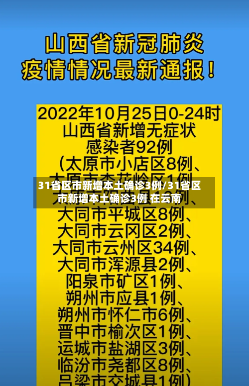 31省区市新增本土确诊3例/31省区市新增本土确诊3例 在云南-第1张图片