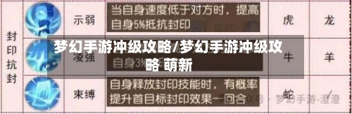 梦幻手游冲级攻略/梦幻手游冲级攻略 萌新-第1张图片