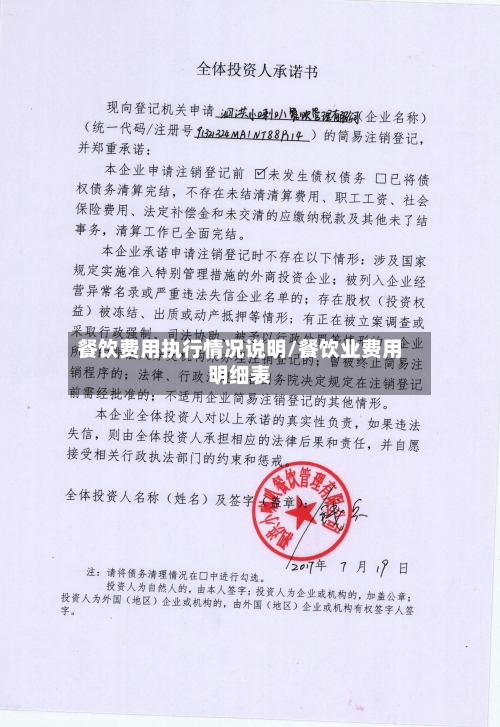 餐饮费用执行情况说明/餐饮业费用明细表-第1张图片