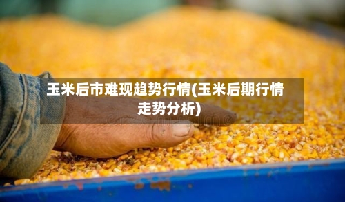 玉米后市难现趋势行情(玉米后期行情走势分析)-第1张图片
