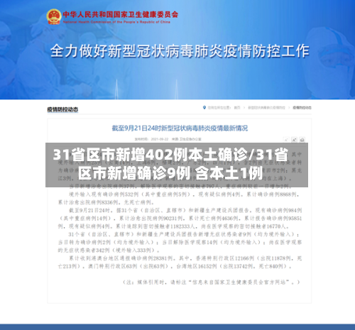 31省区市新增402例本土确诊/31省区市新增确诊9例 含本土1例-第2张图片