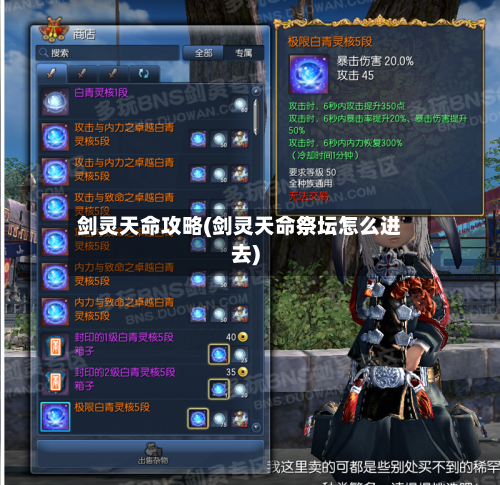 剑灵天命攻略(剑灵天命祭坛怎么进去)