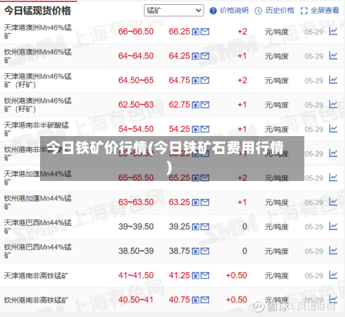 今日铁矿价行情(今日铁矿石费用行情)