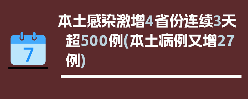 本土感染激增4省份连续3天超500例(本土病例又增27例)